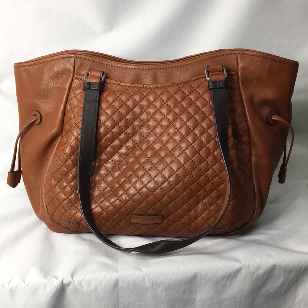 Vera Bradley Women’s Brown Leather Glenna Satchel GREAT Condition